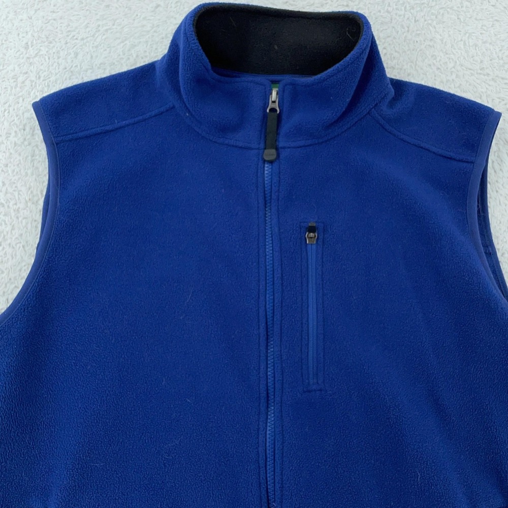 L.L.Bean Fleece Vest‎ Mens M/L Blue Polartec Full Zip Pockets Outdoor Layering